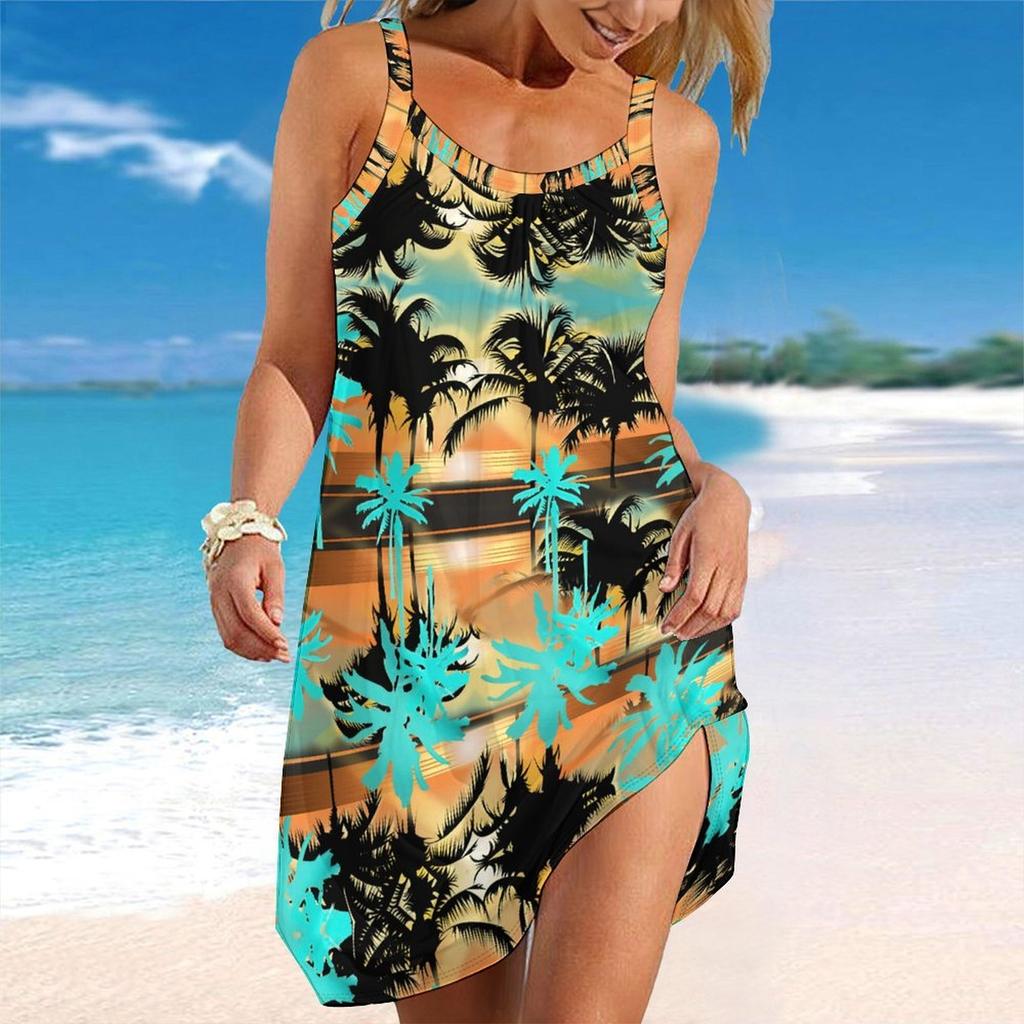 Women's Beach Dress Mini Dress Print Casual Modern Dress Sleeveless Loose Fit Outdoor Daily Summer