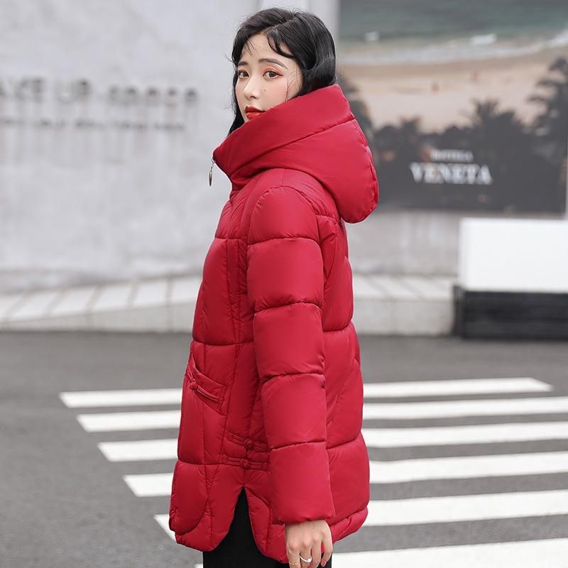 Winter Cotton-padded Women's Hooded Long New Casual Loose Glossy Solid Color Down Cotton-padded Clothes