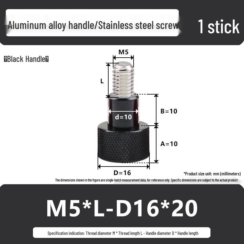 M5 Knurled Set Screw with Adjustable Gauge Bolt and Aluminum Alloy Handle, Stainless Steel Hand-Tightening Screw