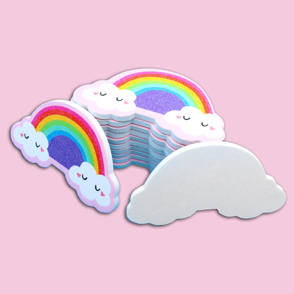 Mini Cartoon Rainbow Cloud Nail File - Double-Sided EVA Beauty Tool for Manicures (Irregular Shape)