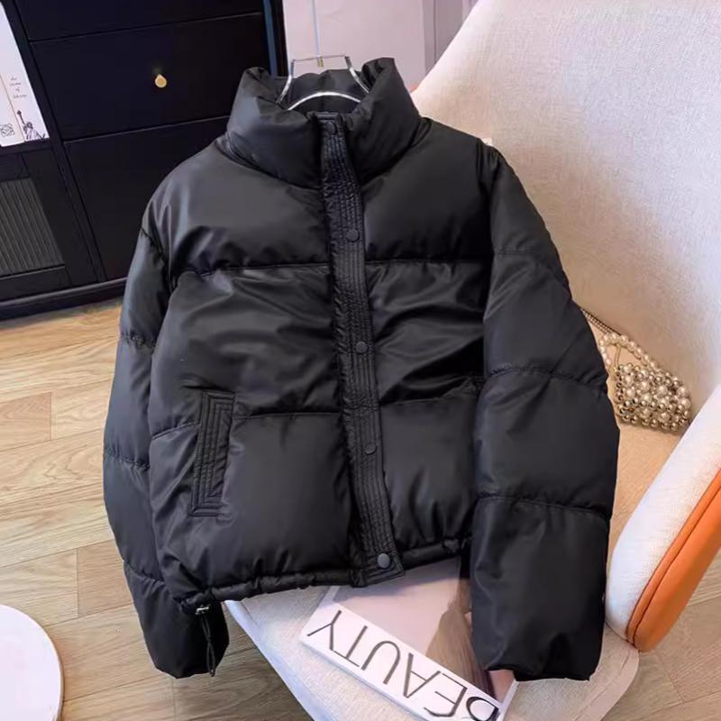 

Модная женская куртка-пуховик, новая короткая зимняя куртка из искусственной кожи, маленькая женская куртка с хлопковой подкладкой XL чёрный