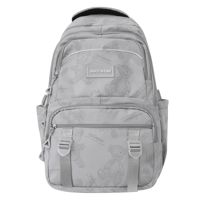 

Женский рюкзак с принтом медведя, дорожный мужской рюкзак, студенческий школьный рюкзак серый