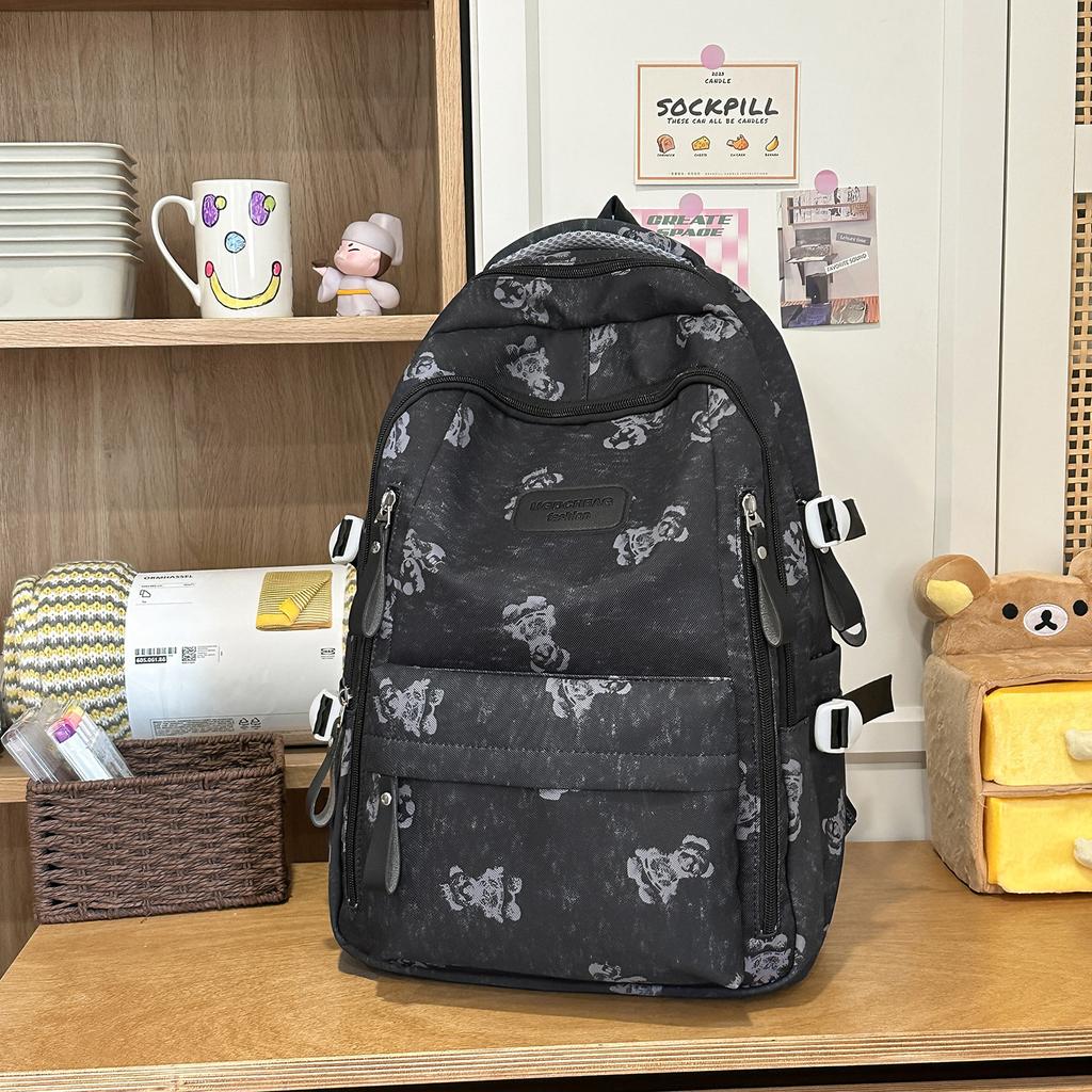 Schoolbag new large-capacity bear backpack middle school student schoolbag women's ins high-value fashion casual lightweight backpack