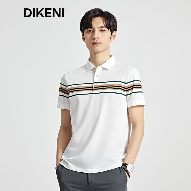 DIKENI Men's Cool-Touch Color-Block Cotton Polo Shirt