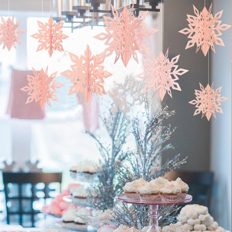 6Pcs Christmas Snowflake 11/11/11CM Christmas Tree Hanging Ornaments 1D Iridescent Snowflake Star Christmas Wedding Decorations