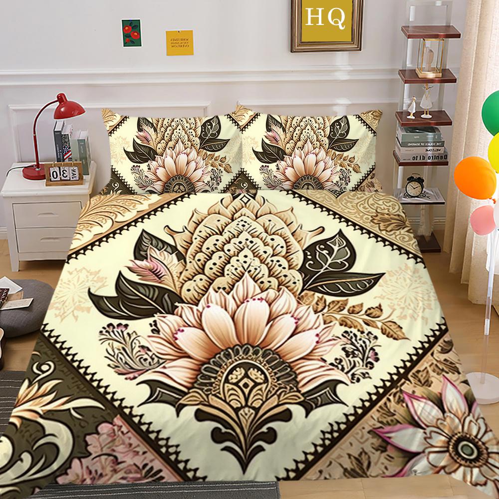 Set Copripiumino 3D Stampa Floreale Donna Tessili per la Casa Poliestere Dimensioni Queen Set Copripiumino per Letto