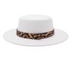 Leopard Print Jazz Hat Stage Performance Top Hat French Woolen Hat Hepburn Style Flat Top Retro Style Felt Hat