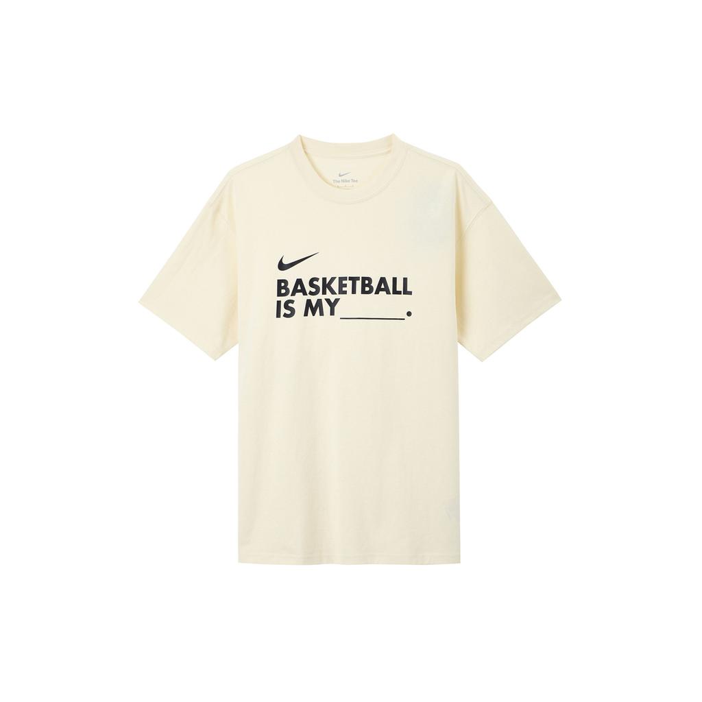 Nike Letter Print American Vintage Loose Round Neck Short Sleeve T-Shirt with Drop Shoulder Men Tops Coconut-Milk FN3706-113