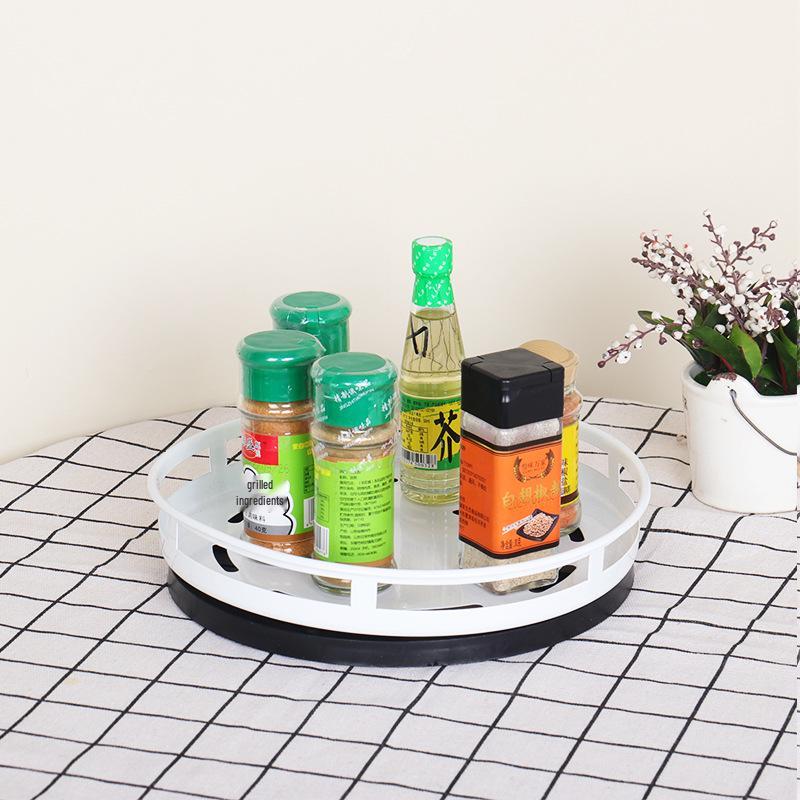 Rotating Kitchen Seasoning Rack: Multifunctional Storage for Oil, Salt, Sauce, and Vinegar in Corner Spaces.