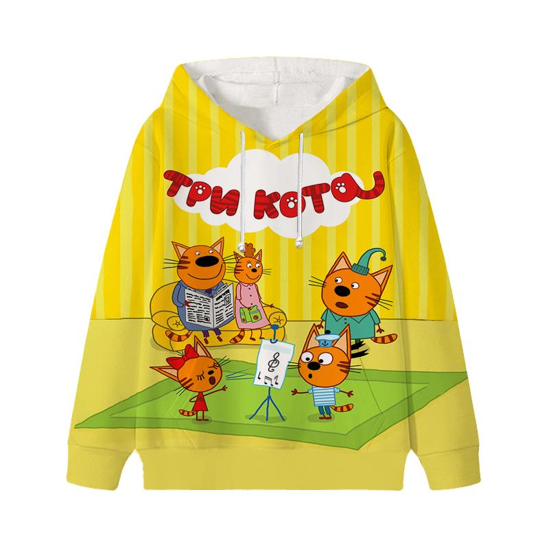Trzy kocięta bluza z kapturem E-cat rodzina dziecięca słodka dziecięca jesień bluza z kapturem ubrania mangi dziecko dziewczyna chłopiec bluza z kapturem bluzy z kapturem