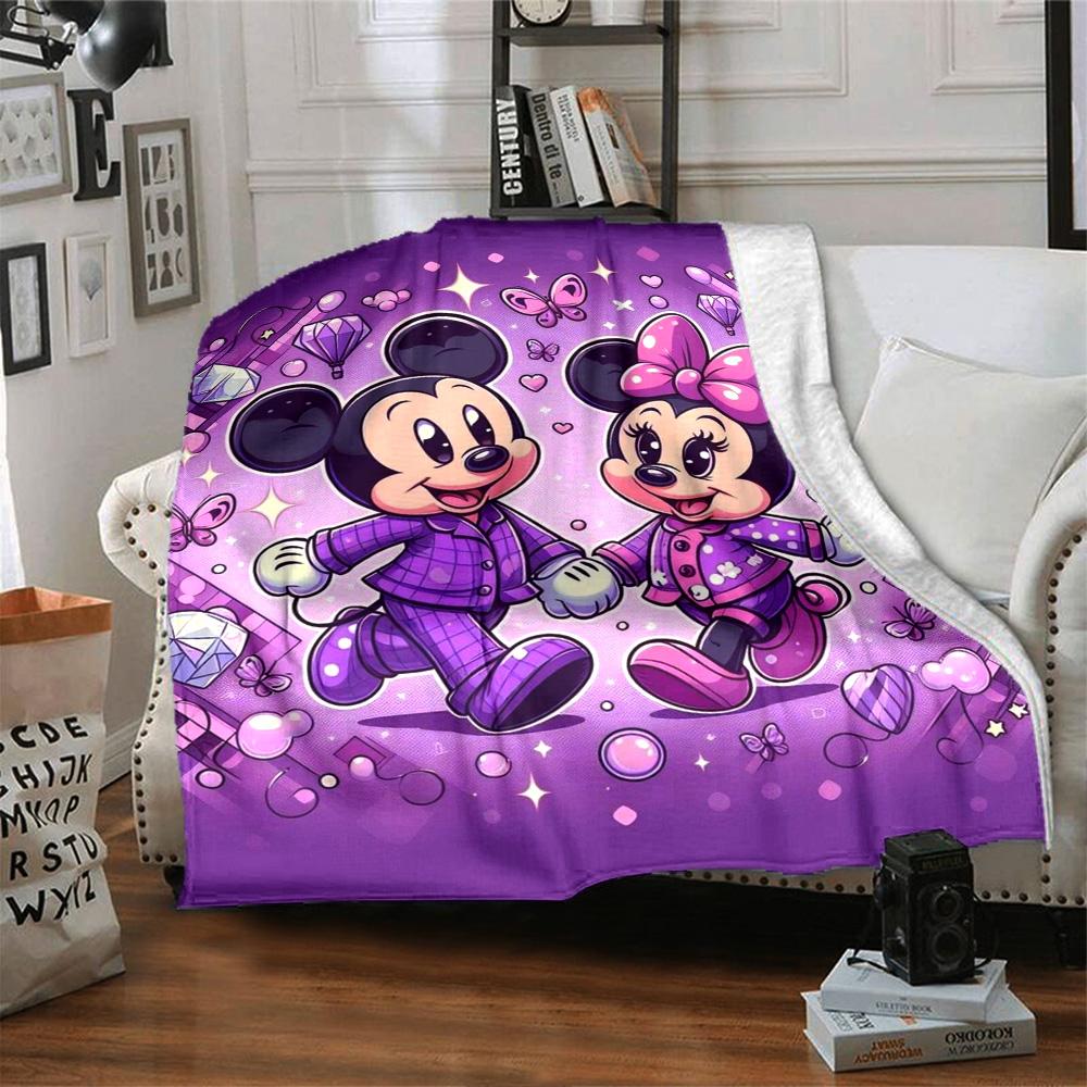 Mickey Minnie'S Sweet Adventure Flannel Blanket Super Soft Warm Cozy Blanket For Sofa Bed Office Travel Allseason Home Decor Gift
