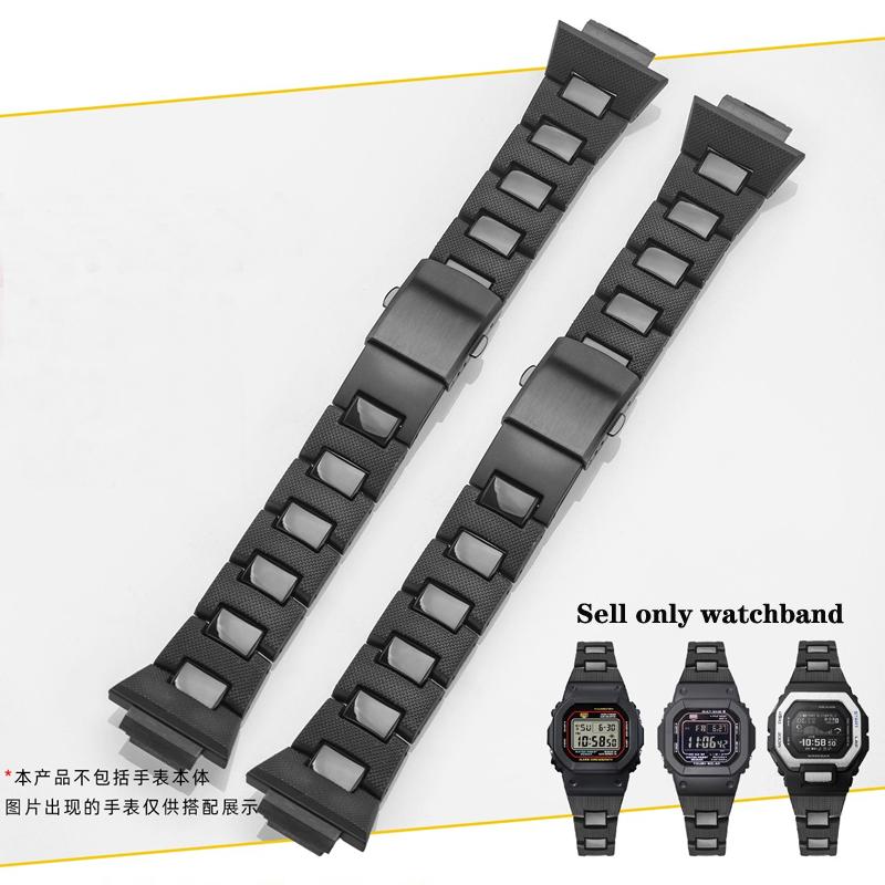 Černý řemínek 16mm Pro hodinky Casio Lehký kompozitní plastová ocel Dw5600 Dvojitá přezka DW-6900/GW-M5610 B500 Řemínek