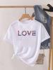 Love Heart Print Clothes Graphic Tshirt Fashion Print Summer Unisex Trend Sweet Short Sleeve Lady Female Shirt Tee