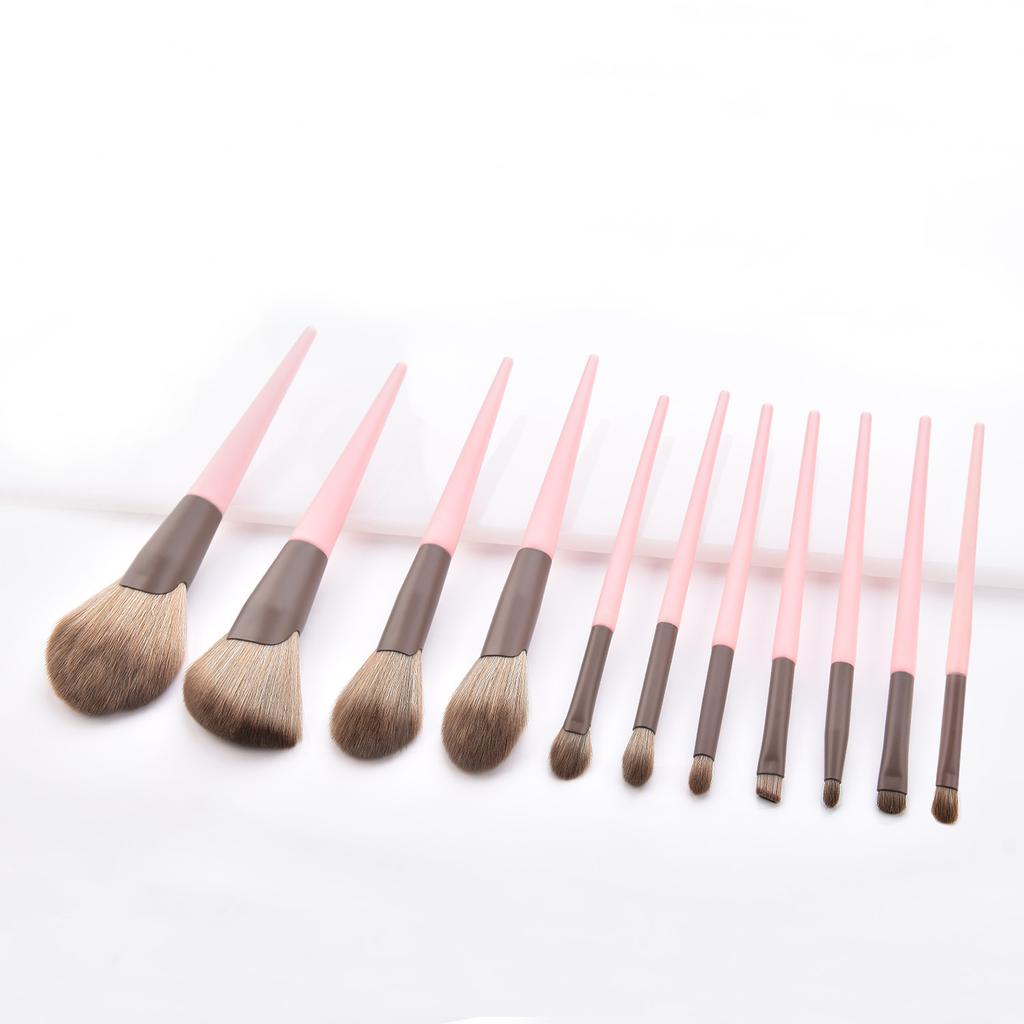11pieces Pink Makeup Brush Set Essential Cosmetic Tools High Quality Synthetic Hair Foundation Powder Eye Cosmetic Brushes