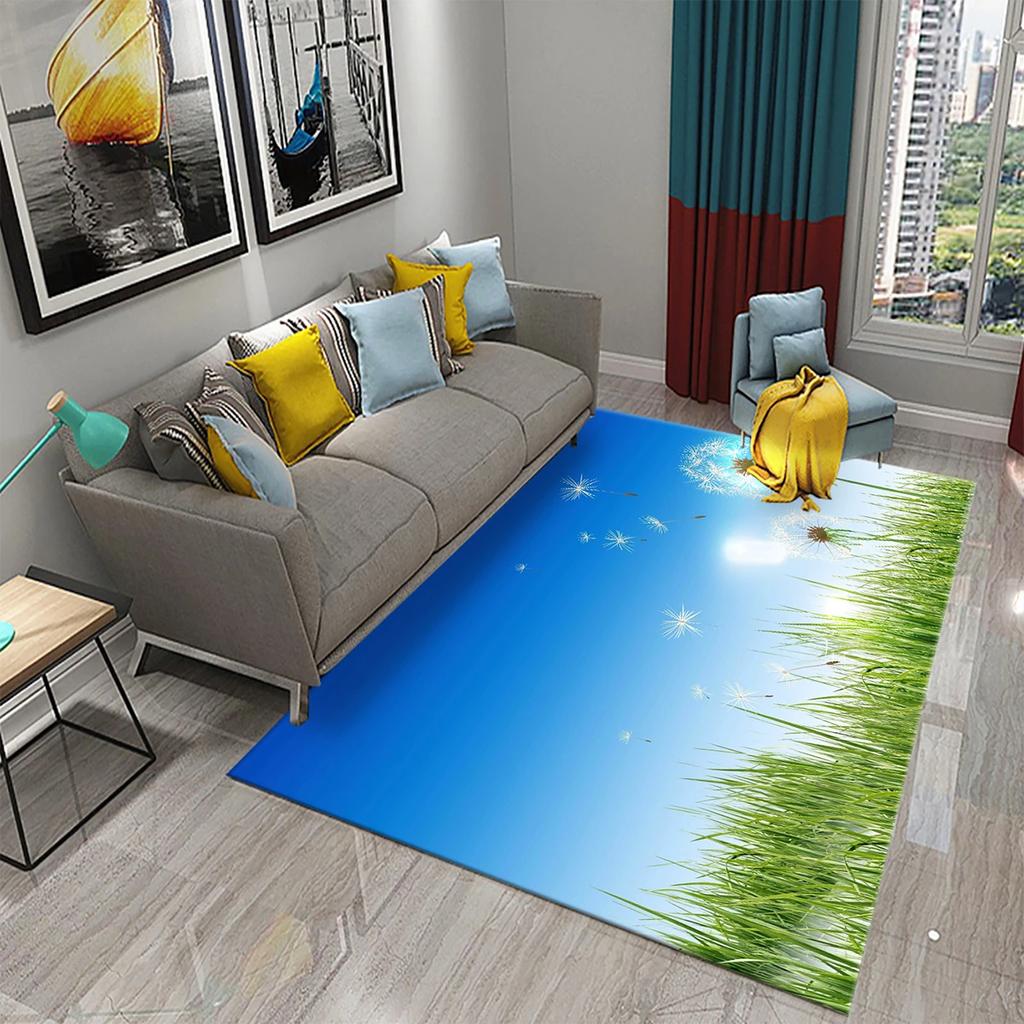 3D Löwenzahn Muster Teppich Fußmatte Rutschfest Badezimmer Schlafzimmer Wohnzimmer Teppich Fußmatte Küche Hauseingang Bodendekor Geschenke