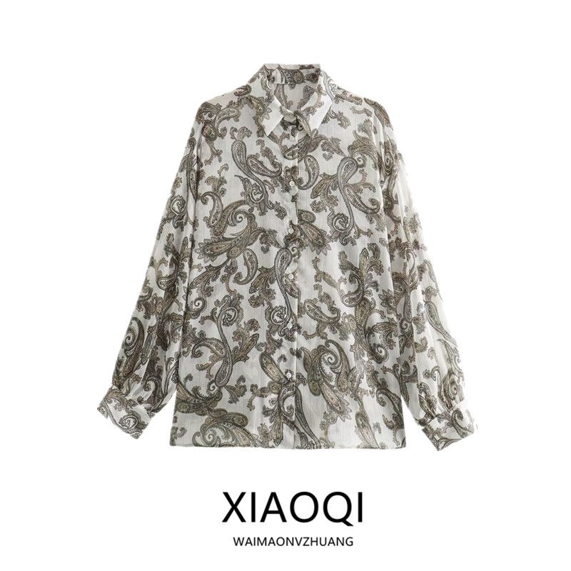 2024 Spring New Arrival Fashion Style Women's Clothing Casual Loose Paisley Print Shirt Tops 2298056 330