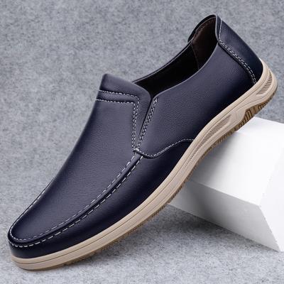 Fashion Fashion Brand's New Blue Men's Genuine Leather Casual Shoes Anti Slip Interview Commuting Work Shoes Men's Split Leather Shoes
