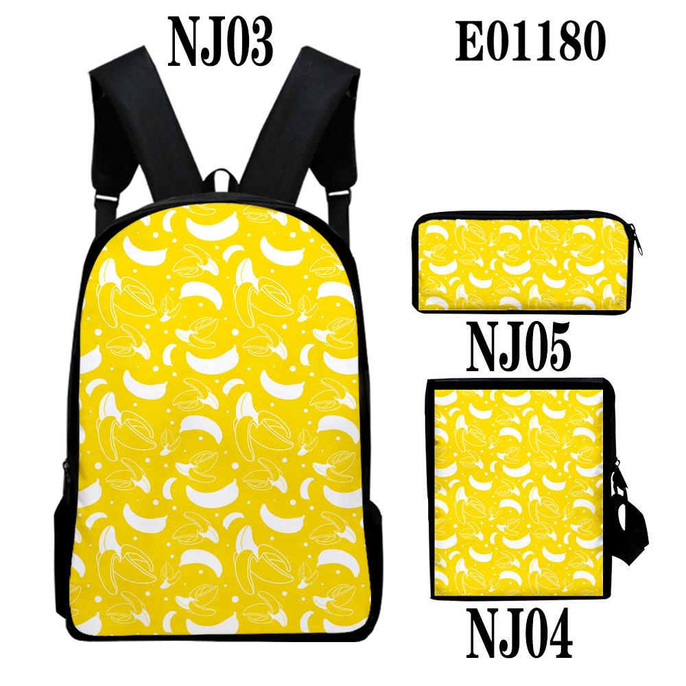 Classic Novelty Peculiar Fruit 3D Print 3pcs/Set Pupil School Bags Laptop Daypack Backpack Inclined Shoulder Bag Pencil Case