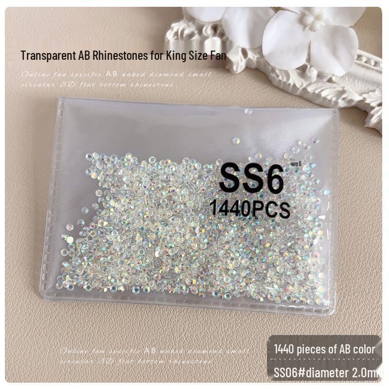 SS3 SS4 King Fan AB Iridescent Small Round Flat-back Rhinestone for DIY Nail Art Accessories