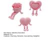 3 Pcs 3D Printed Valentine's Day Decoration Articulated Pink Heart Rose Figurine with Flexible Legs for Office Home Shelf Decor Lovers