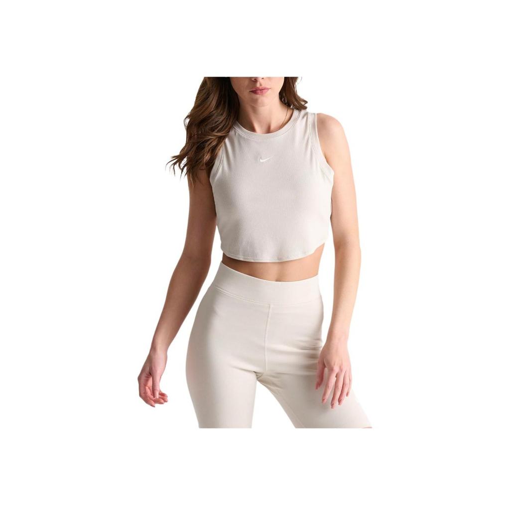 Nike Sportswear Essentials Ribbed Crop Tank Women Tops Beige FB8279-104