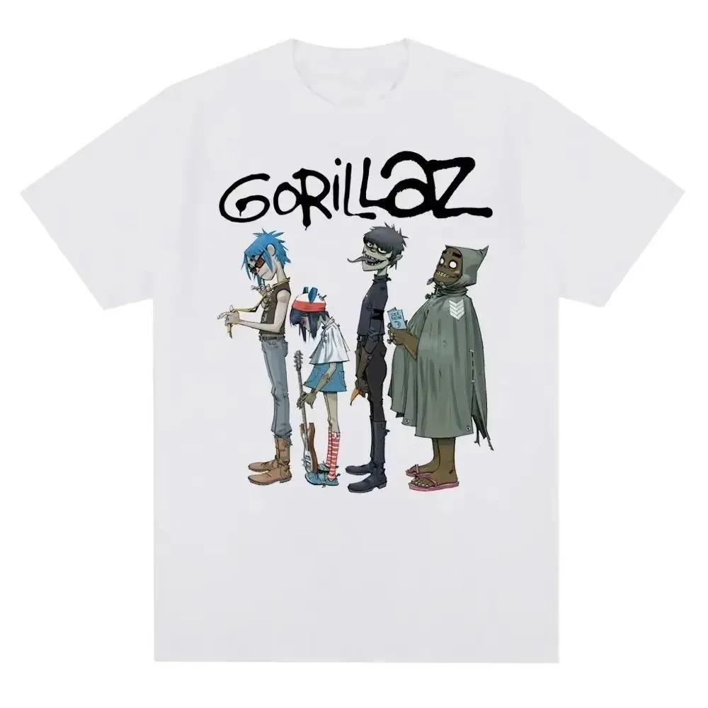 Gorillaz Hip Hop Pop Punk Rock Band Printed Cotton Mens TShirt 90s Casual Fashion Short Sleeve TShirt Unisex Tshirts