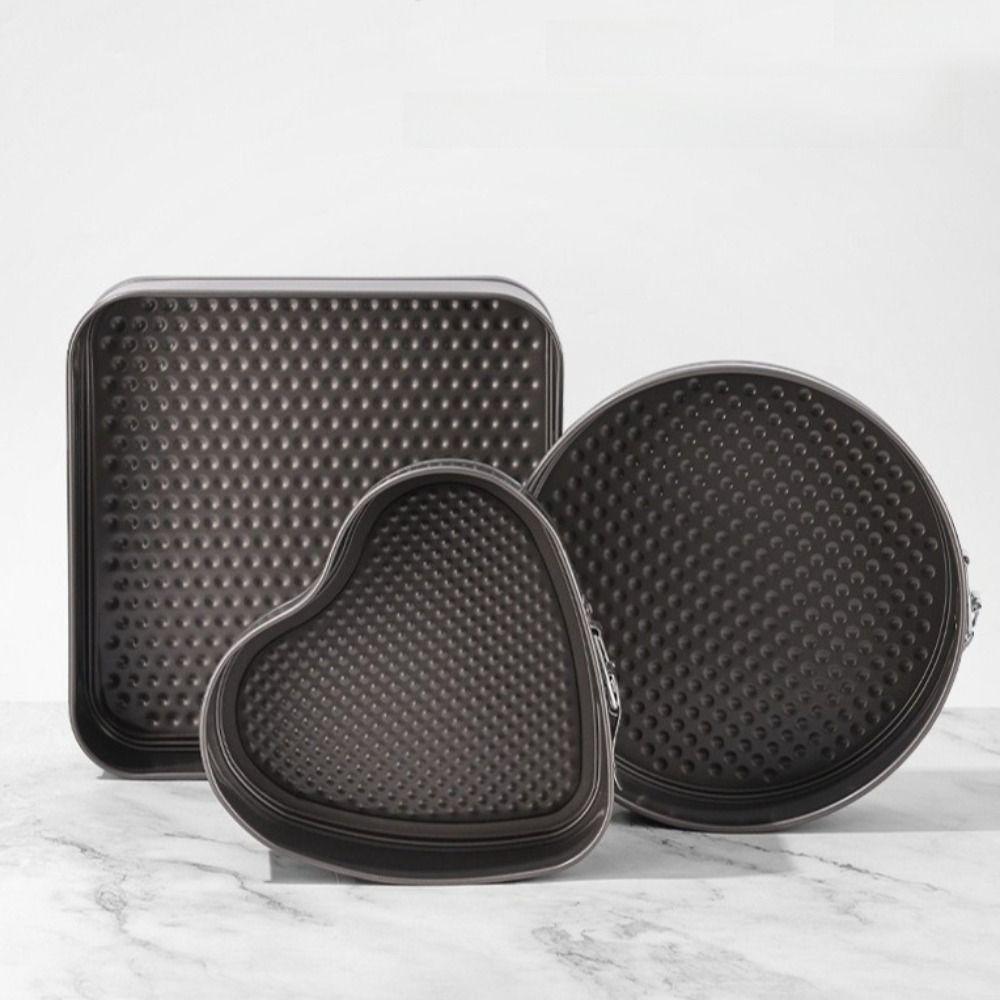 3pcs/set Non-Stick Surface Carbon Steel Bake Pan Removable Bottom Baking Mould Set Baking Tools