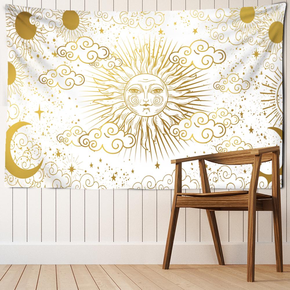 Psychedelic Sun And Moon Tapestry Wall Hanging Dream Mysterious Hippie Tapiz Kawaii Aesthetics Room Home Decor