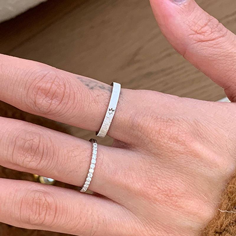 Xiaohongshu Vintage Rhinestone Brushed Ring for Women - Fashionable & Versatile Bestseller Adjustable