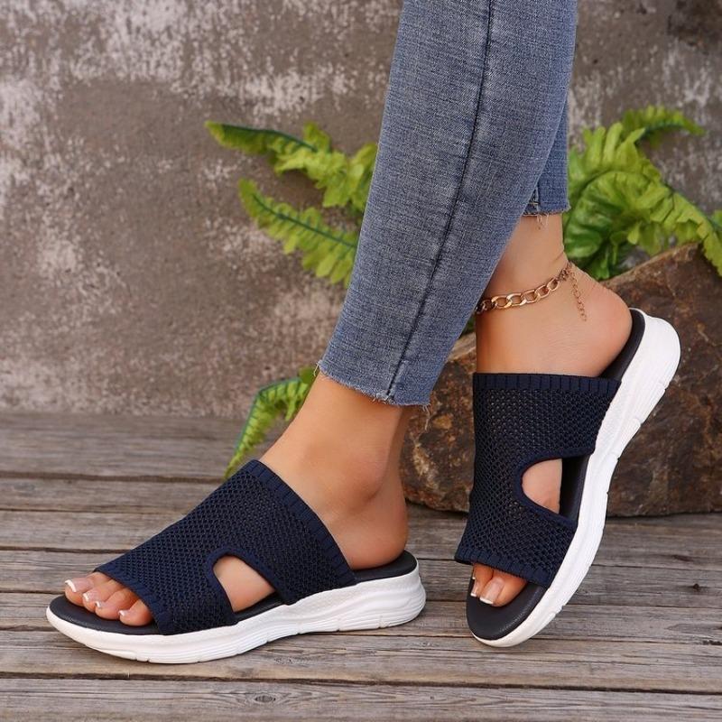 Women Thick Sole Mesh Hollow Breathable Wedge Mule Slides