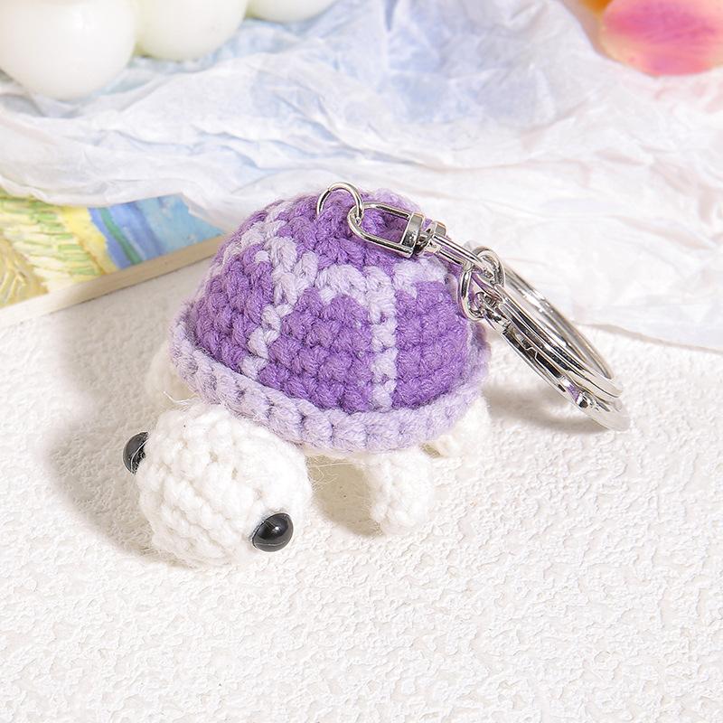 Cute Crochet Turtle Plush Keychain Handmade Mini Pendant For Backpack Bag Car Keys Home Desk Decor Gift Accessory