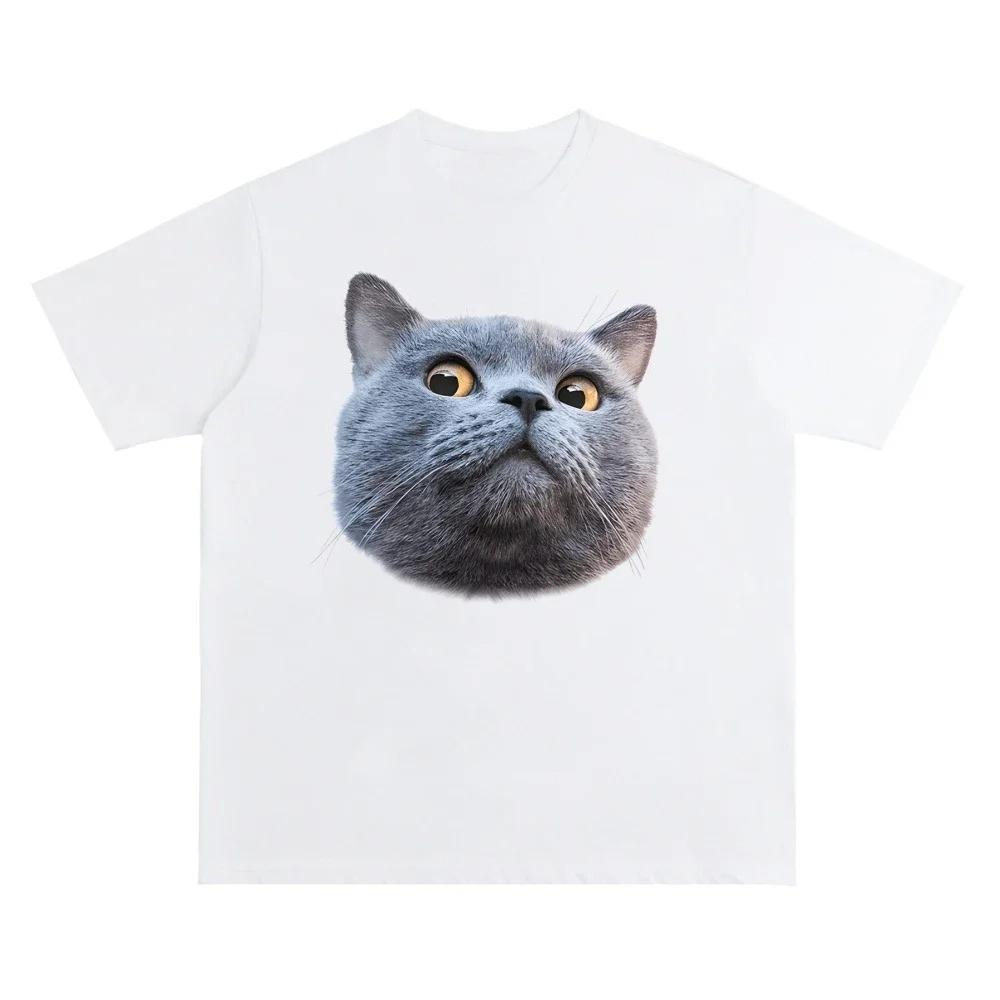 Kätzchen Avatar Bluse Damen T-Shirt Weiblich Y2k Kleidung Mädchen Kawaii Oberteile Haustier Druck Streetwear Niedliche Katze Grafik Kleidung
