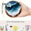 Classroom Desk Decorative Pads 4 Pcs Wooden Coasters, Ocean Wave Design Heat Resistant Round Unique Cup Mats Drink Coaster for Coffee Shop,
