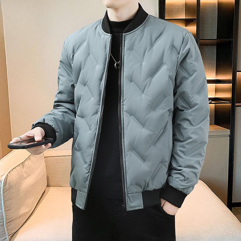 Luxury Winter Quilted Puffer Jacket Men Parkas Warm Zipper Windproof Chillproof Coat Short Tops Cotton-padded Jacket Black Red