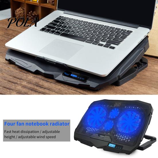 Cooling Pad Laptop with USB Ports 6 Wind Speeds Metal Mesh Fast Heat Dissipation Universal Adjustable Height Notebook Stand Central Fan Cooler