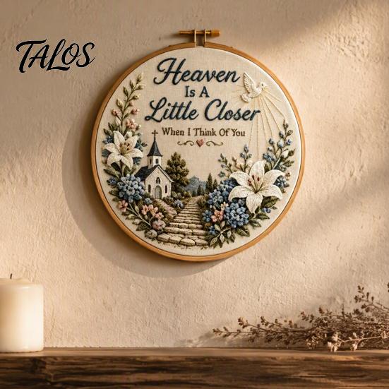 Custom Embroidery Hobby Memorial Kit for Beginners, Pre-Stamped Pattern Starter Needlepoint with Hoop, Threads, Needles Home Decor Gift Set