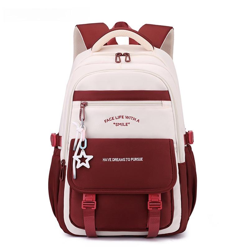 New Simple Letter Portable Travel Backpacks Large Capacity High Value Dirt-resistant Middle School Girls Schoolbag College Student Waterproof Book Bag