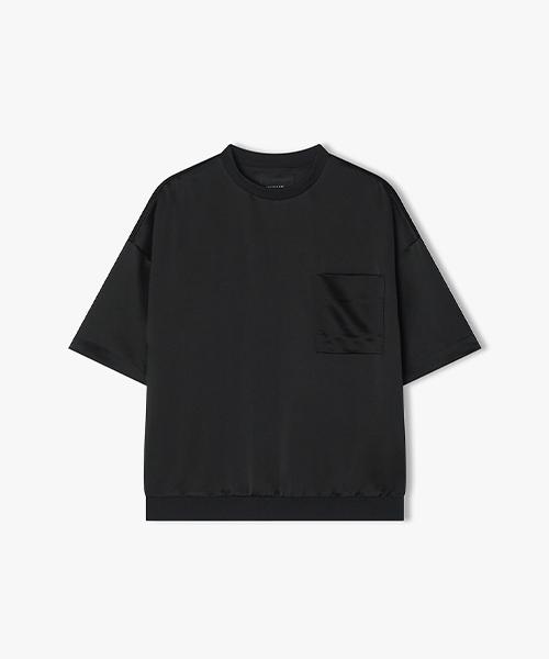 River Classy [25Ss] Llm41542 Black Satin Half T-Shirt 100
