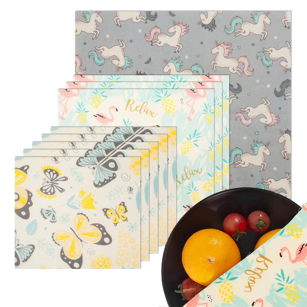 9/10Pcs Food Fresh Keeping Storage Wrap Beeswax Reusable Kitchen Bread Sandwich Wraps Fruit Vegetable Cheese Food Wrapping