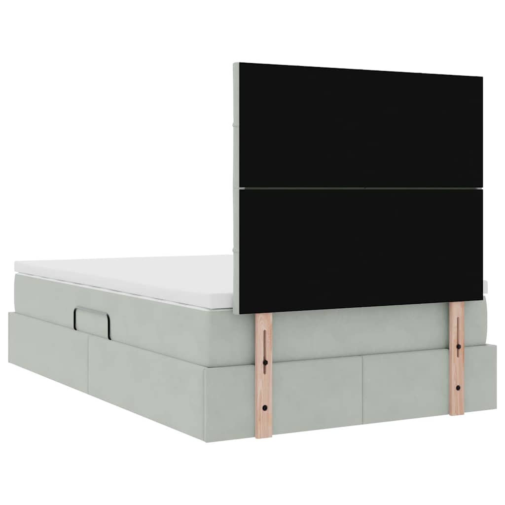Storage Bed with Mattress Light Grey 120 x 200 cm Velvet
