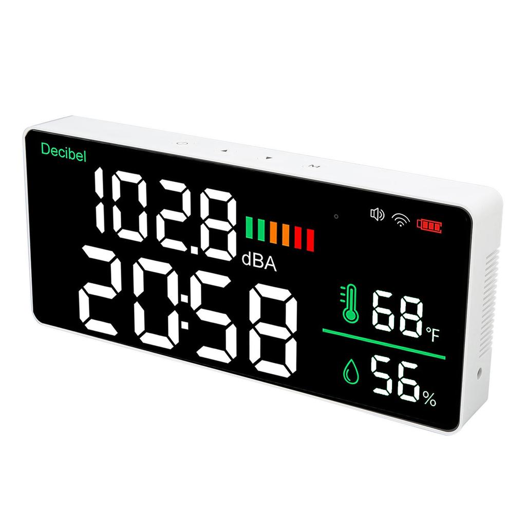 LED Decibel Meter 2.4G WiFi Wall Mounted 11 Inch LED Temperature Humidity Time Display Sound Level Meter for Tuya
