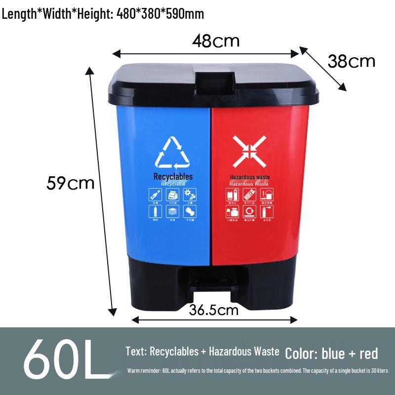 Hotel and Guesthouse Wet/Dry Separation Trash Can with Foot Pedal