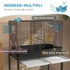 Indoor Bird Cage with Tray, Shelf and Wheels with Brakes, 85x49x119 Cm, Black