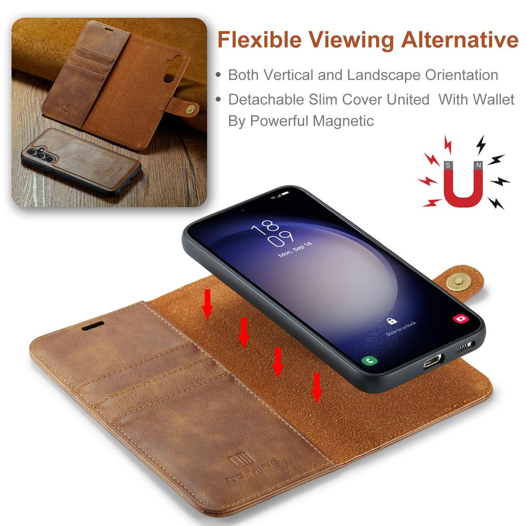 DG.MING for Samsung Galaxy S25 Case Detachable Split Leather Phone Cover