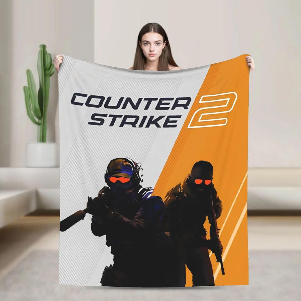 Counter Strike CSGO Knitted Blanket  Shooting Game Art Flannel Throw for Bed Travel Decoration Soft MultiFunction Blanket