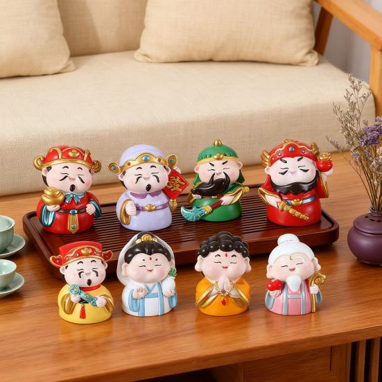Kreslená figurka Boha bohatství, ručně malovaná soška čínských nesmrtelných, pryskyřičná socha, domácí kancelářská stolní dekorace, ozdoba