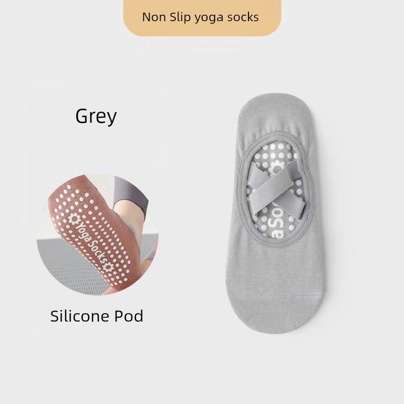 

Professional Dance Socks Yoga Socks Women Non-Slip Pilates Beginner Indoor Special Spring and Autumn Floor Sports T Grey free size (full palm Non Slip)