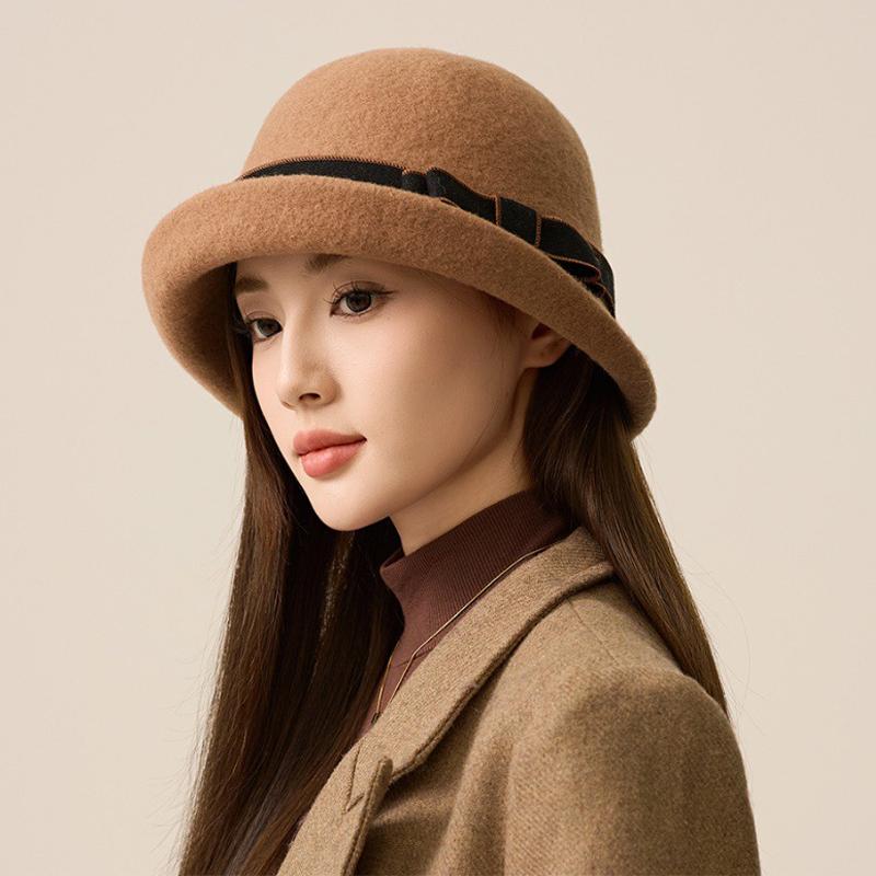 Herbst Winter Wolle Fischerhut Damen Woll Becken Hut