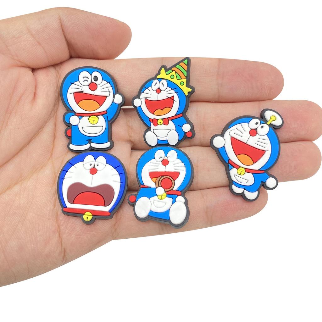 12-Piece Doraemon Cartoon Shoe Charms Set - PVC Accessories for Crocs, Sandals, Slippers, Shoe Buckle Decorations, Perfect Gift