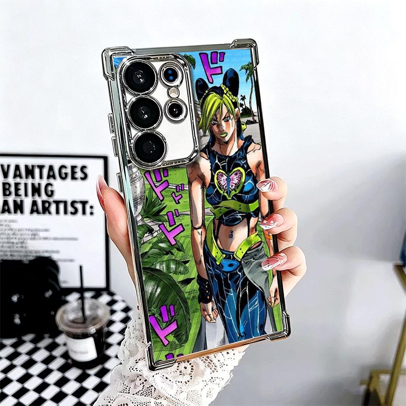 

JoJo Adventure Jolyne Cujoh Soft Phone Case For Samsung Galaxy S26 Ultra S25 Edge S24 FE S23 Plus S22 S21 + S20 Plating Anti-Fal Samsung S23 Ultra